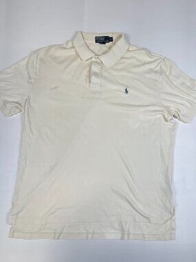 Polo Ralph Lauren Men XL Cream Off White Short Sleeve Pique Polo Shirt